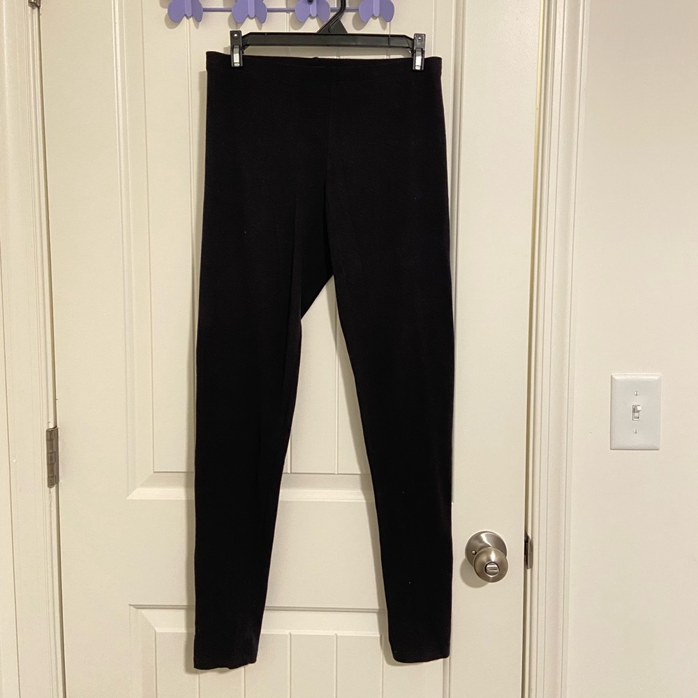 EUC Cha Cha Vente women’s solid black elastic‎ thin waistband stretch leggings L